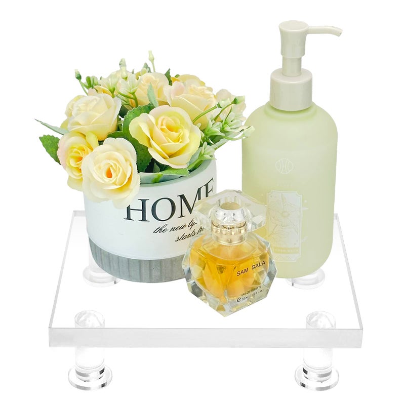 Bigfety Acrylic Pedestal Tray Stand Riser for Bathroom Kitchen countertop Clear Display Base Home Decor
