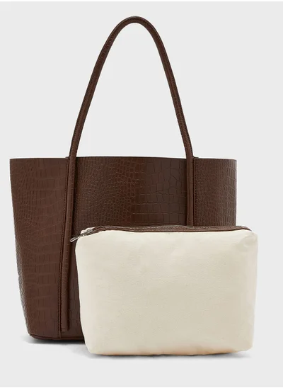ELLA Croc Effect Shiny Tote Bag
