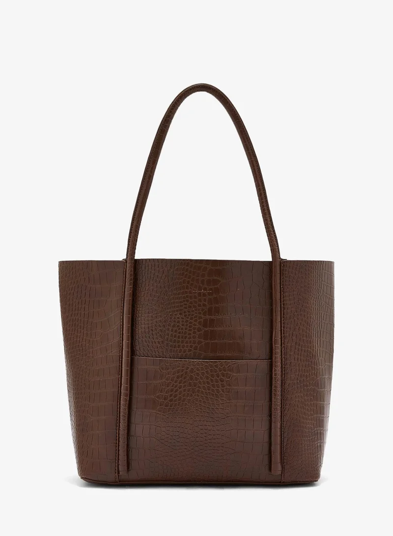 ELLA croc effect tote bag with pouch insert
