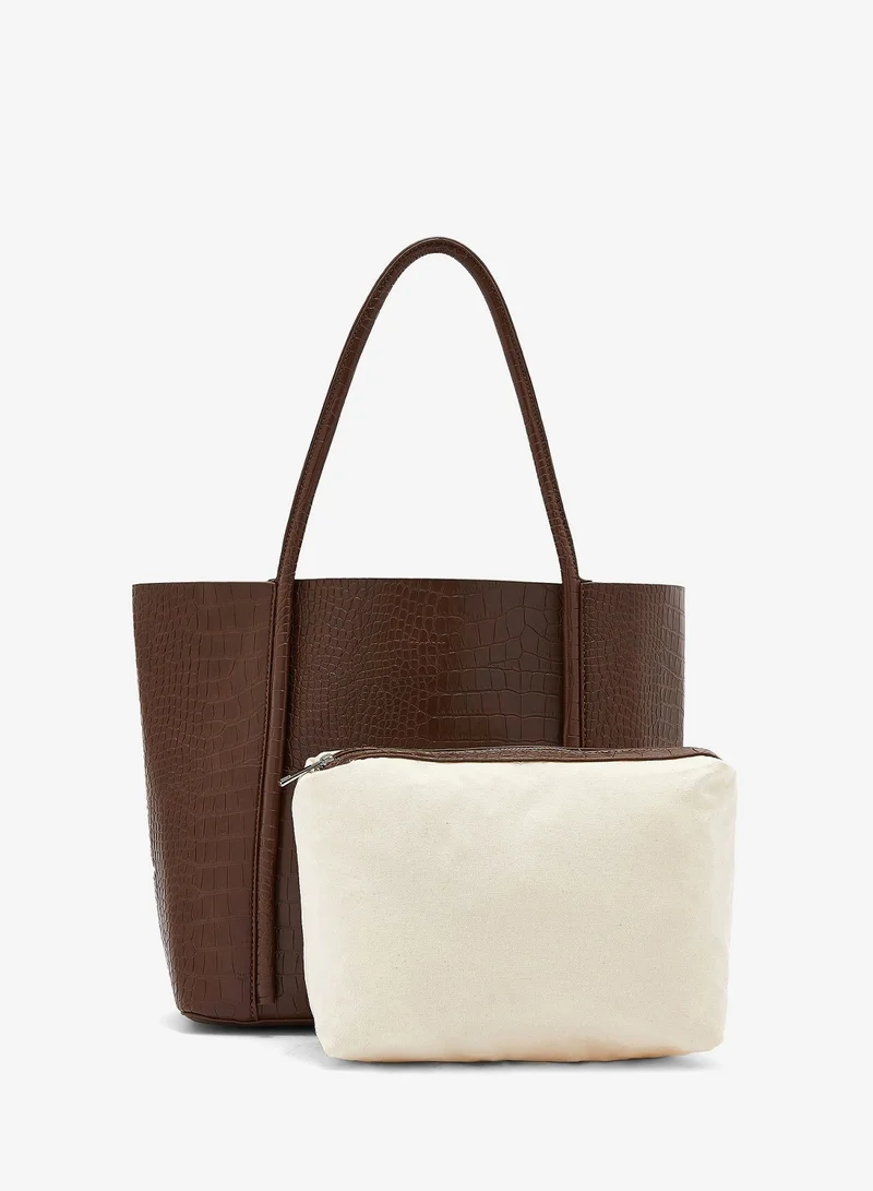 ELLA croc effect tote bag with pouch insert
