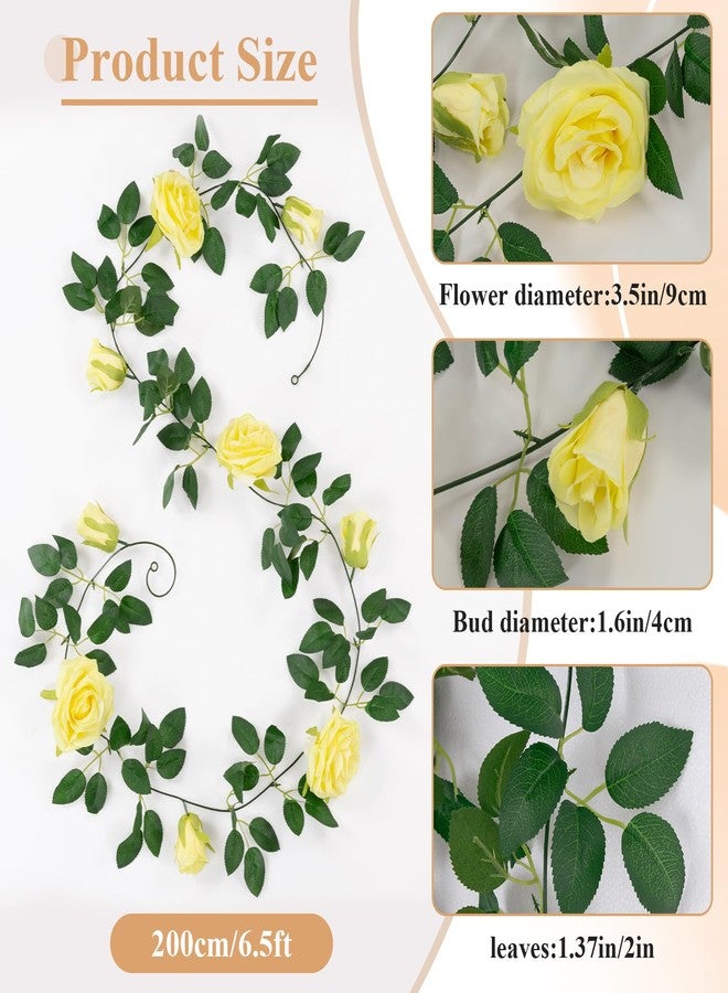 U'Artlines 3 Pack Artificial Yellow Rose Vines Floral Garlands Total 19.5 Ft Fake Vine Silk Flower Garland for Indoor Outdoor Home Wedding Arch Garden Wall Decoration - Image 3