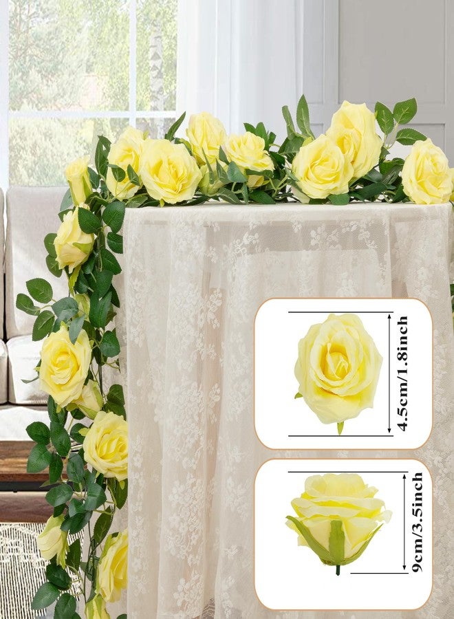 U'Artlines 3 Pack Artificial Yellow Rose Vines Floral Garlands Total 19.5 Ft Fake Vine Silk Flower Garland for Indoor Outdoor Home Wedding Arch Garden Wall Decoration - Image 2