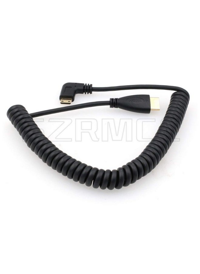 SZRMCC Left Angled Mini Hdmi To Full Hdmi High Speed Coiled Cable For Canon Sony Dslr Camera Atomos Monitor (Left Mini Hdmi Hdmi)  - Image 2
