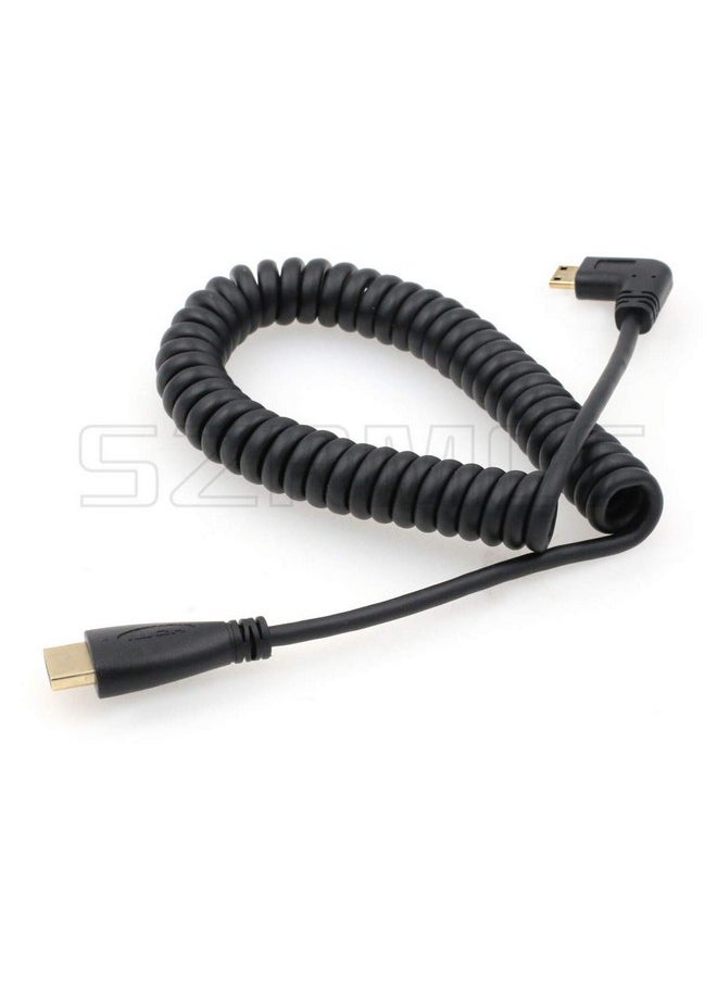 SZRMCC Left Angled Mini Hdmi To Full Hdmi High Speed Coiled Cable For Canon Sony Dslr Camera Atomos Monitor (Left Mini Hdmi Hdmi)  - Image 4