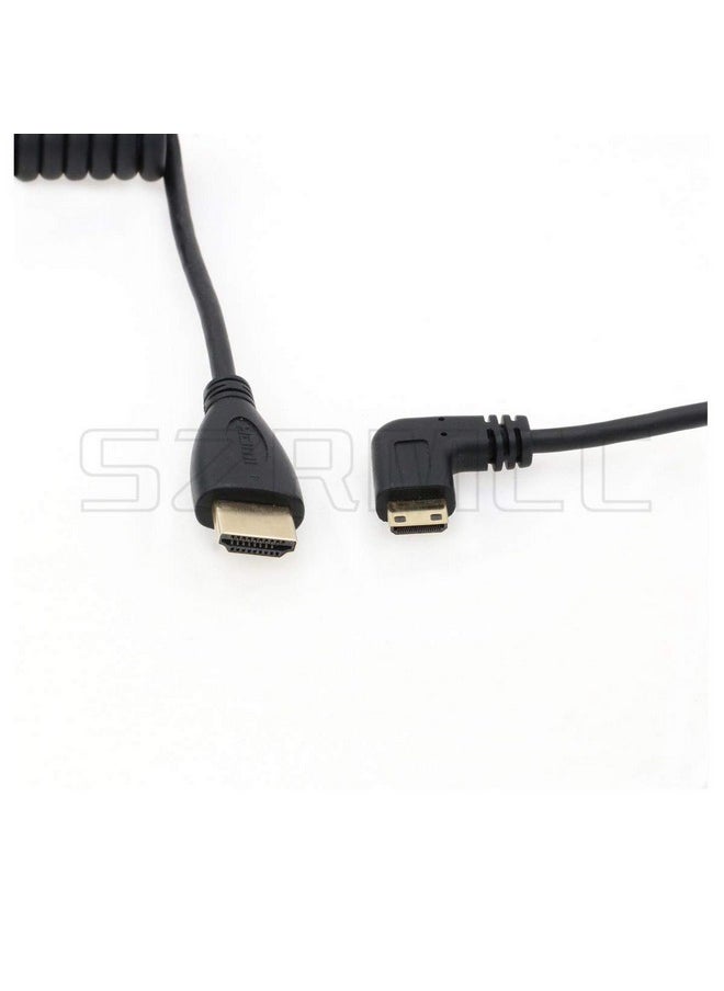 SZRMCC Left Angled Mini Hdmi To Full Hdmi High Speed Coiled Cable For Canon Sony Dslr Camera Atomos Monitor (Left Mini Hdmi Hdmi)  - Image 3