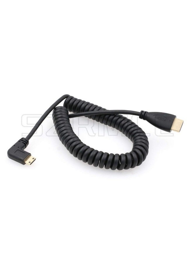 SZRMCC Left Angled Mini Hdmi To Full Hdmi High Speed Coiled Cable For Canon Sony Dslr Camera Atomos Monitor (Left Mini Hdmi Hdmi)  - Image 5
