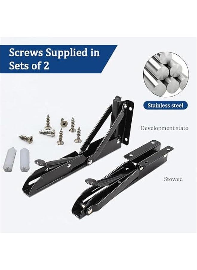 HOOKOR Folding Stainless Steel Shelf Brackets for Shelf and Table Work Bench，Sliver Shelf Bracket,13.38,2Piece（17-04）  - Image 2