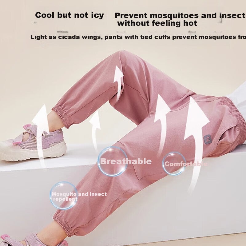 JD Jing Zao LangSha Children's Pants, Summer Lightweight Sports Pants, Girls' Mosquito-Repellent Trousers, Boys' Pants, Summer Lightweight Breathable Casual Pants - Image 2