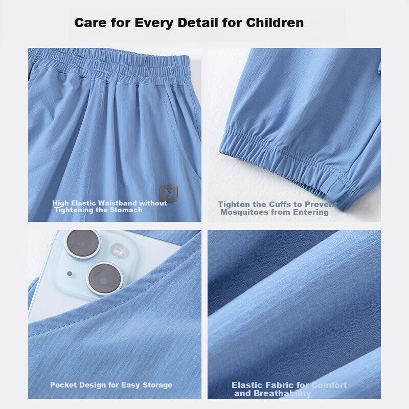 JD Jing Zao LangSha Children's Pants, Summer Lightweight Sports Pants, Girls' Mosquito-Repellent Trousers, Boys' Pants, Summer Lightweight Breathable Casual Pants - Image 4