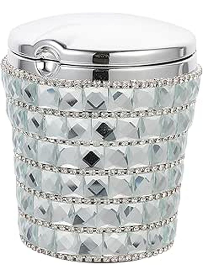 LED Car Ashtray With Lid Windproof Portable Smoke Free Rhinestone Interior Accessories - Image 1