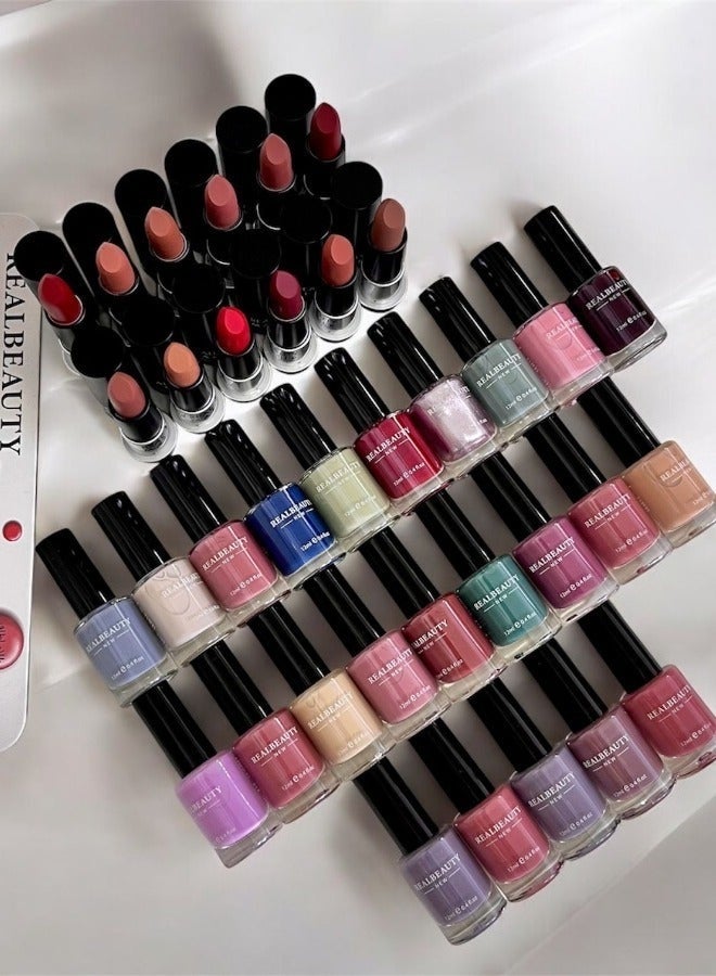 Real Beauty Lipstick and Nail Polish Set - Shade A Complete elegance in one box - Image 1