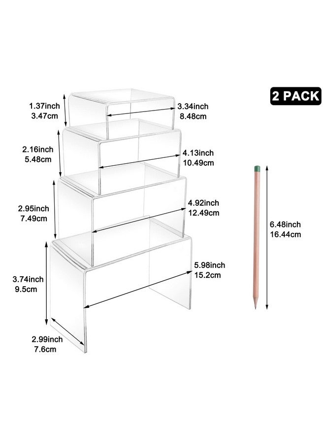 Cerpourt 8Pcs Acrylic Display Risers(6",5",4"3") Clear Product Stand,Cupcakes Holder Dessert Display Transparent Showcase Stands, Candy Bar Risers, Acrylic Lifts Display for Figures - Image 2