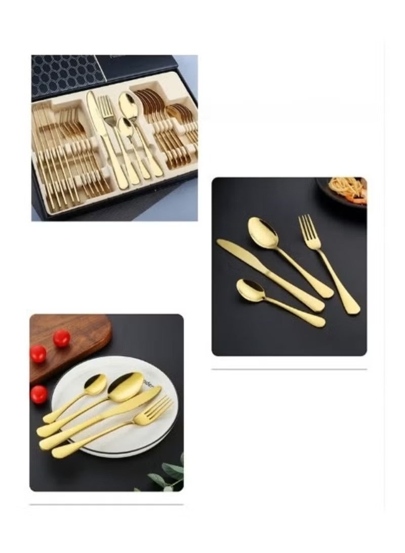 Huitich Stainless Steel Gold Cutlery Set | Elegant Spoon, Knife & Fork Dining Set - Image 4