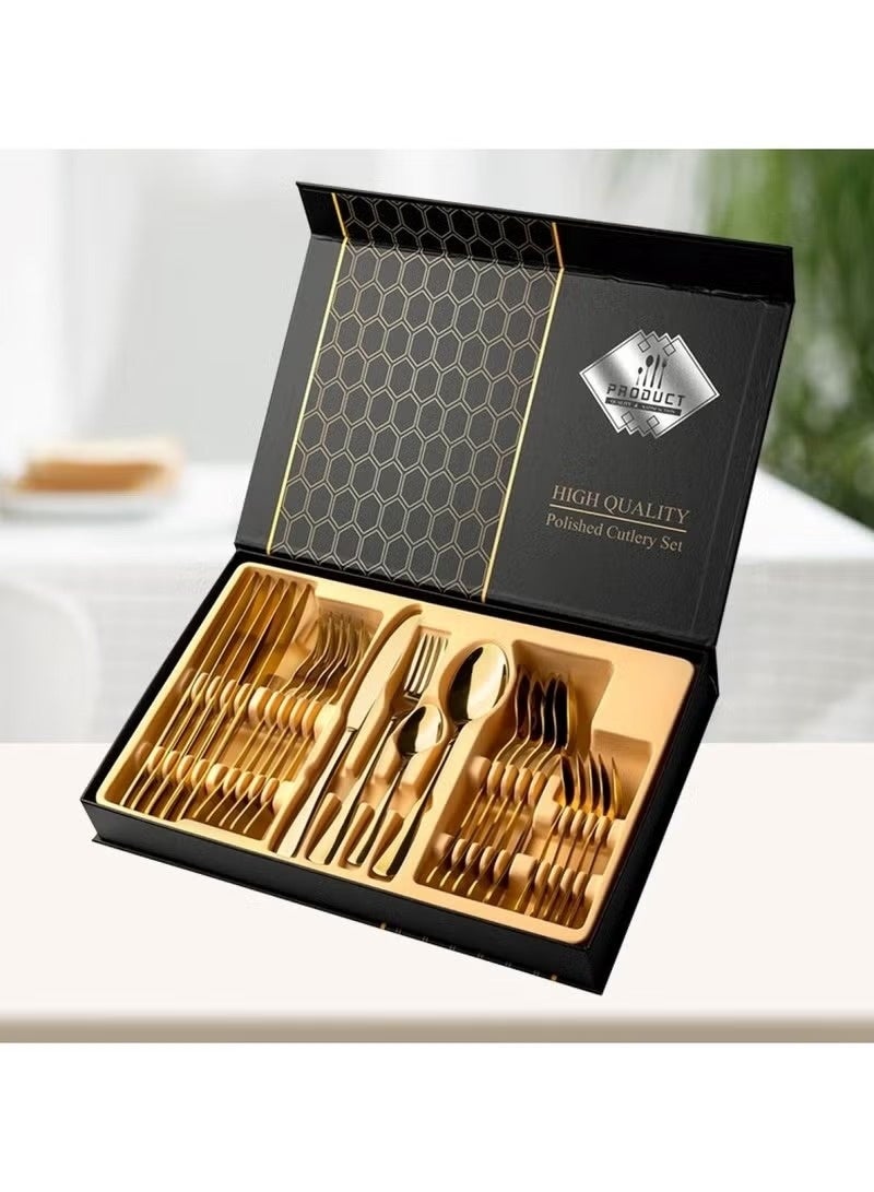 Huitich Stainless Steel Gold Cutlery Set | Elegant Spoon, Knife & Fork Dining Set - Image 5