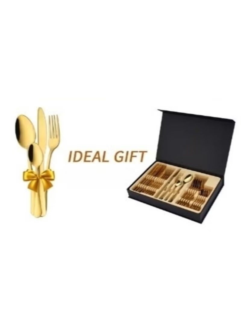Huitich Stainless Steel Gold Cutlery Set | Elegant Spoon, Knife & Fork Dining Set - Image 3