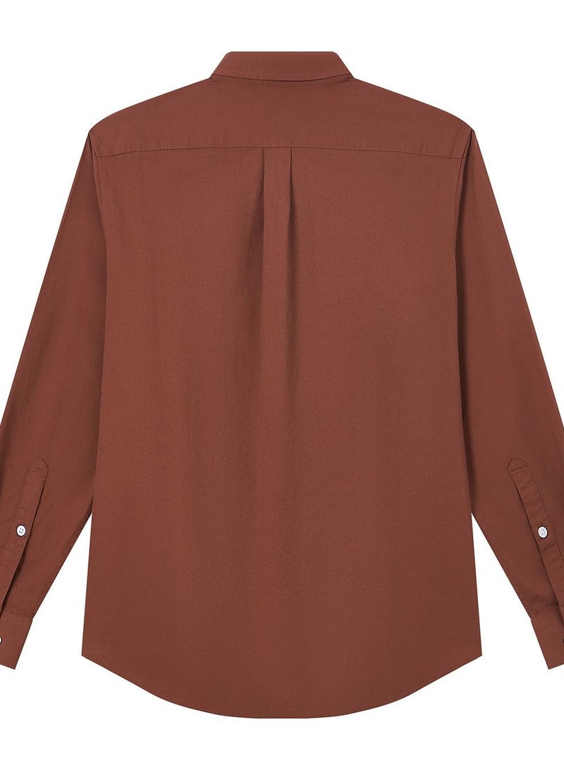 GIORDANO قميص أكسفورد ضيق من القطن للرجال مع تطريز - Image 2