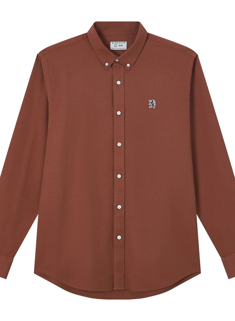 Men’s Cotton Slim Oxford Shirt with Embroidery