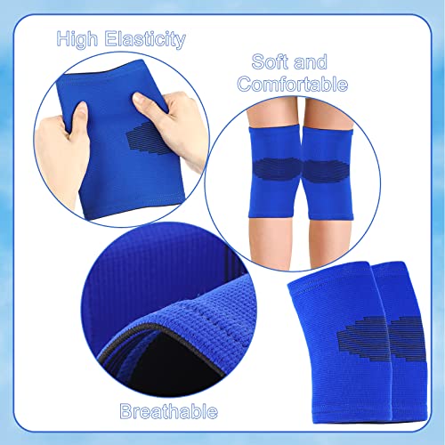 Skylety 2 Pairs Kids Knee Sleeve Kids Knee Brace Children Support Compression Child Sleeve Pads for Basketball Volleyball Sports GymnasticsMediumBlue Black - Image 3