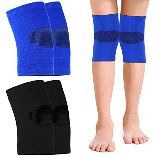 Skylety 2 Pairs Kids Knee Sleeve Kids Knee Brace Children Support Compression Child Sleeve Pads for Basketball Volleyball Sports GymnasticsMediumBlue Black - Image 1