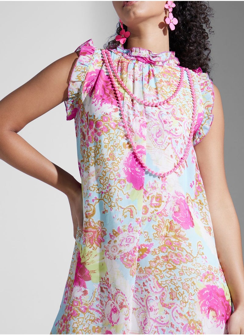 Golden Apple - Floral Printed Dress - Image 1