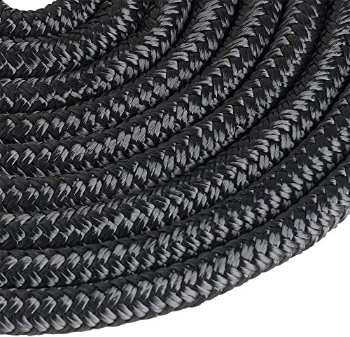 MARINE SYSTEM Double Braided Nylon Dock Lines Rope，3/8 Inch x 15 FT Dock Line with 12 Inch Eyelet for Mooring Boats, Black (4 Pack) - Image 4