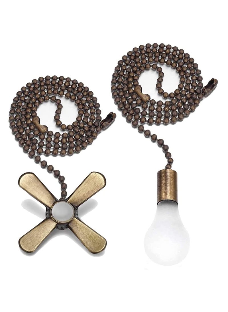 SmoTecQ SmoTecQ Ultra Long Ceiling Fan Pull Chain Extender Embedded with Decorative Frosted Glass Bulb and Fan Cord for 3mm Beaded Ceiling Fans and Light Fixtures Bronze 