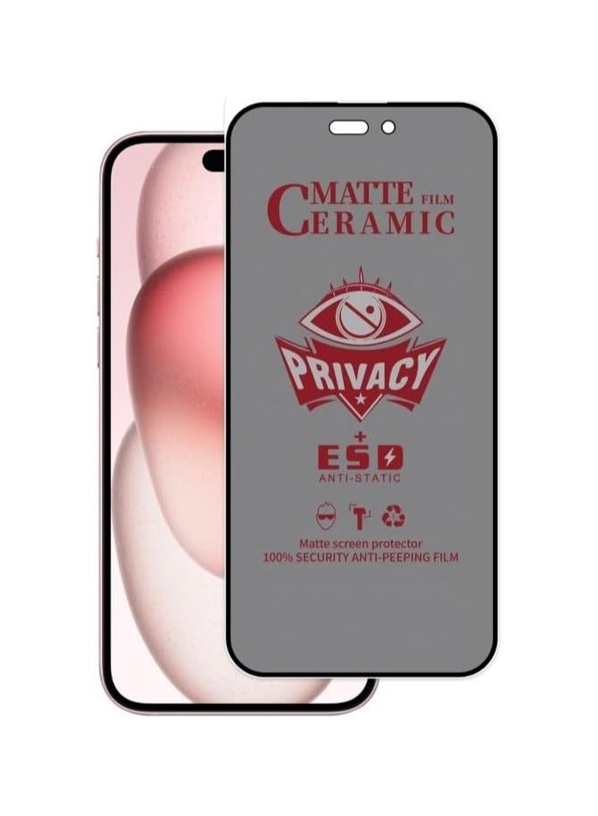 iPhone 16 Matte Privacy Ceramic Screen Protector Film Matte Full Adhesive Flexible [Not A Glass] Full Adhesive Flexible Film For Iphone 16 5G - Image 1