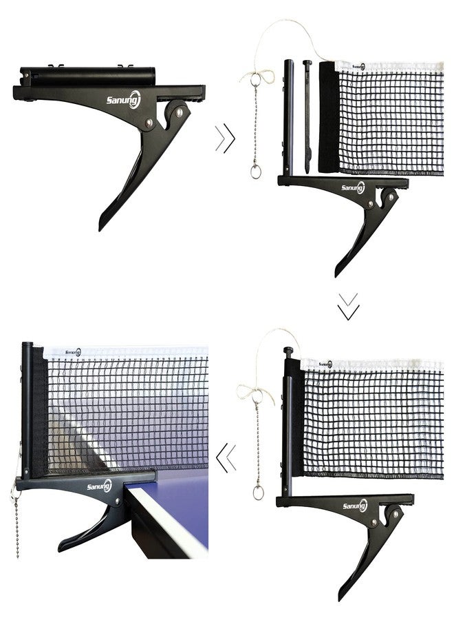 Sanung S304 Portable Table Tennis Net and Post Set Folding Spring Clamp-on with 2 Posts Kit Adjustable Ping Pong Training Mesh Net for Standard 60in Wide Tables Easy Setup - Image 5