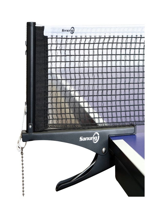 Sanung S304 Portable Table Tennis Net and Post Set Folding Spring Clamp-on with 2 Posts Kit Adjustable Ping Pong Training Mesh Net for Standard 60in Wide Tables Easy Setup - Image 1