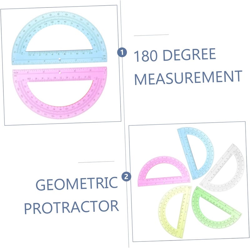NUOBESTY 5pcs Protractor for Accurate Angle Measurement Degrees Geometry Rulers for Students for Math Learning and Drafting Material Colors - Image 2