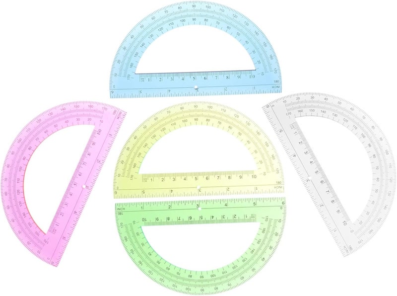 NUOBESTY 5pcs Protractor for Accurate Angle Measurement Degrees Geometry Rulers for Students for Math Learning and Drafting Material Colors - Image 1