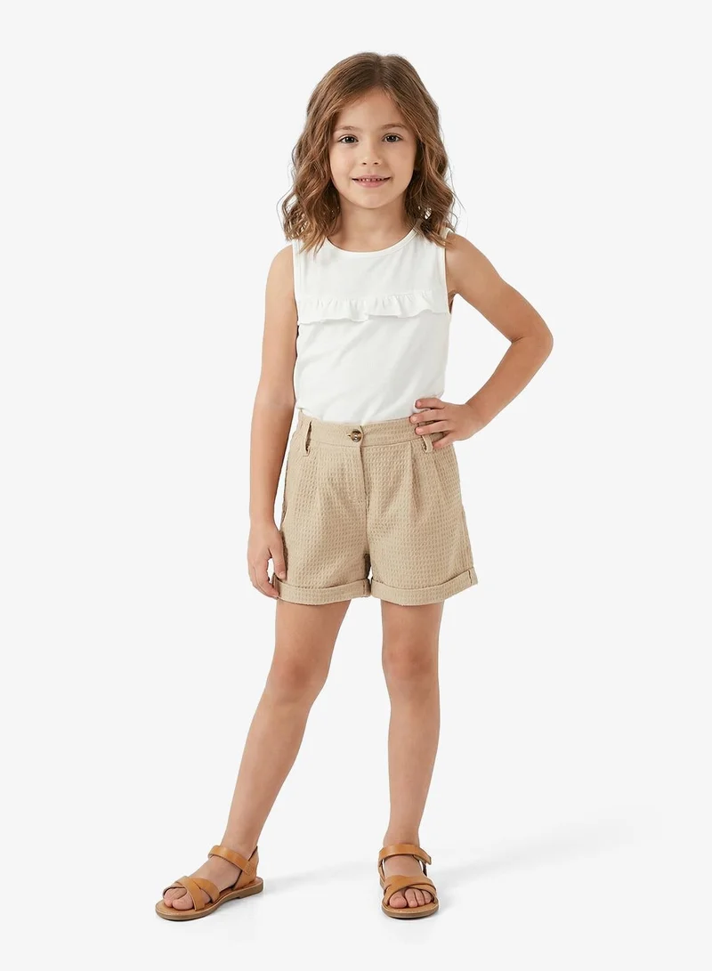 Pinata Waffle Textured Brown Casual Shorts