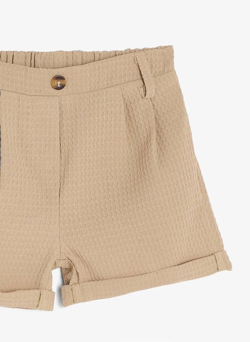 Pinata  Waffle Textured Brown Casual Shorts  | Best Price UAE