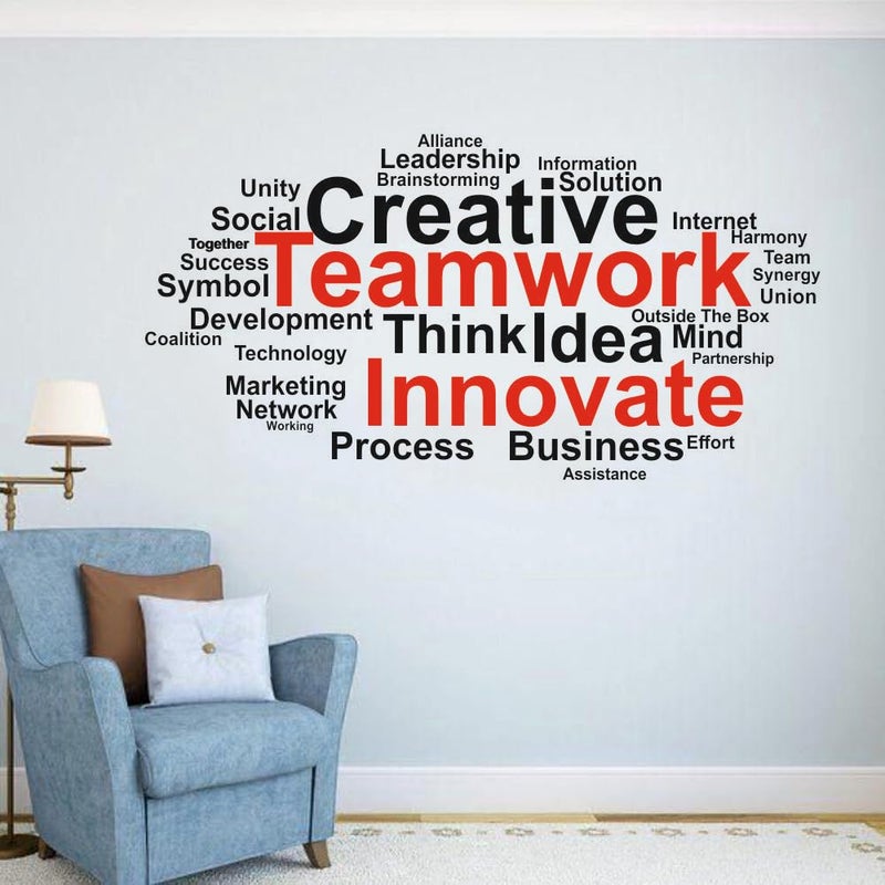 Sky Flying Creative Teamwork Think Idea Innovate Office - Inspirational - Motivational - Quotes - Wall Sticker for Kids Room, Living Room, School, Library (Size - 60CM X 120CM) - Image 1