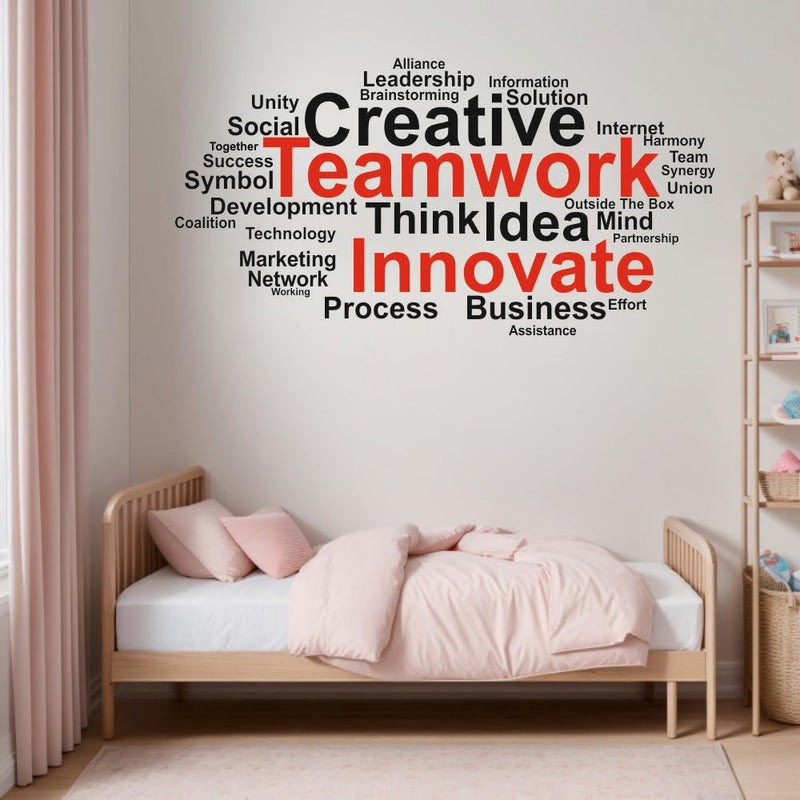 Sky Flying Creative Teamwork Think Idea Innovate Office - Inspirational - Motivational - Quotes - Wall Sticker for Kids Room, Living Room, School, Library (Size - 60CM X 120CM) - Image 2