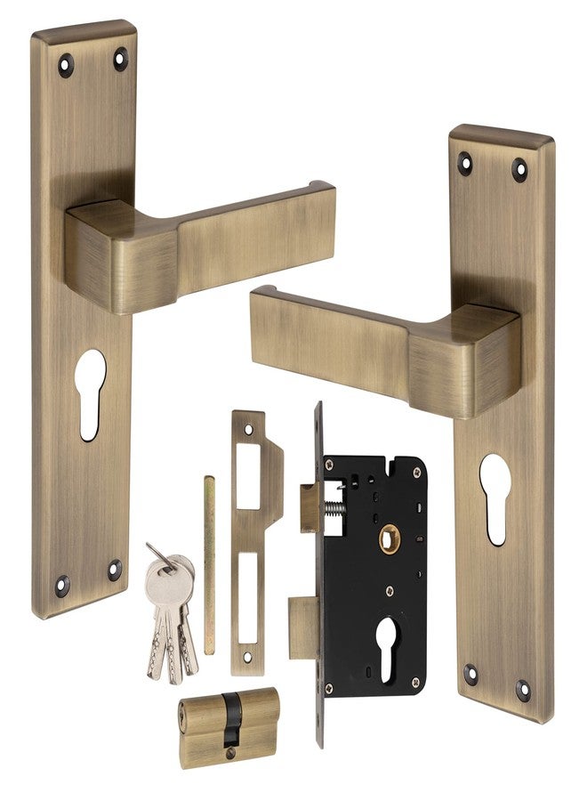 Qorp Locks طقم مقبض نقر من الفولاذ المقاوم للصدأ من Qorp مقاس 8 بوصات مع جسم القفل | تشطيب عتيق | 3 مفاتيح فائقة | قفل أسطواني BSK (مفتاح من كلا الجانبين)، أقفال أبواب للباب الرئيسي، أقفال للمنزل. - Image 2