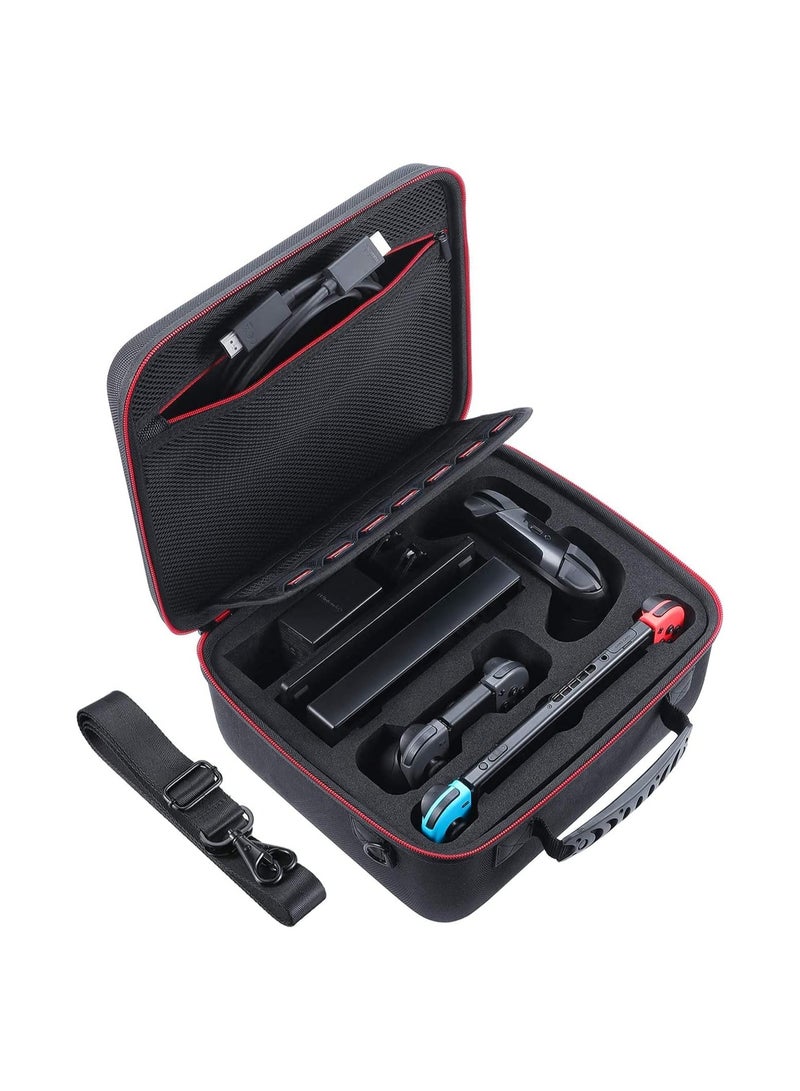 Hard Carrying Case Compatible with Nintendo Switch OLED Model (2021), Hard Travel Storage Protective Case with Handle and Shoulder Strap for Pro Controller - Image 1