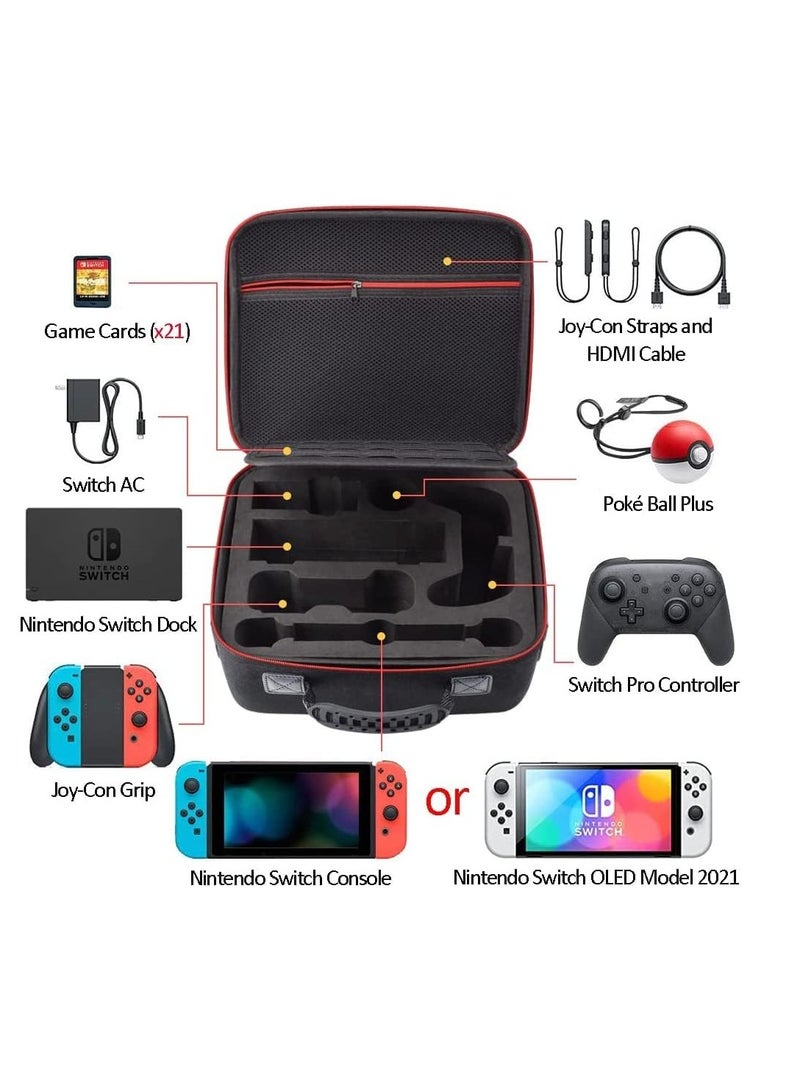 Hard Carrying Case Compatible with Nintendo Switch OLED Model (2021), Hard Travel Storage Protective Case with Handle and Shoulder Strap for Pro Controller - Image 2