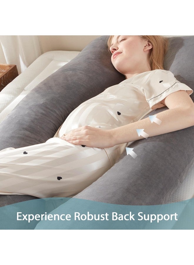 DOWNCOOL Pregnancy Pillow, U Shaped Body Pillow, Memory Foam Maternity Pillow, 55 Inch Grey Pillow with Removable Cover for Sleeping,Support for Back, HIPS, Legs, Belly - Image 4