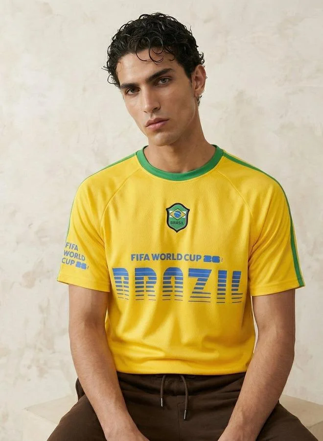Splash Active  FIFA 26 Brazil Men Crew Neck Short Sleeve T shirt for Men | Best Price UAE