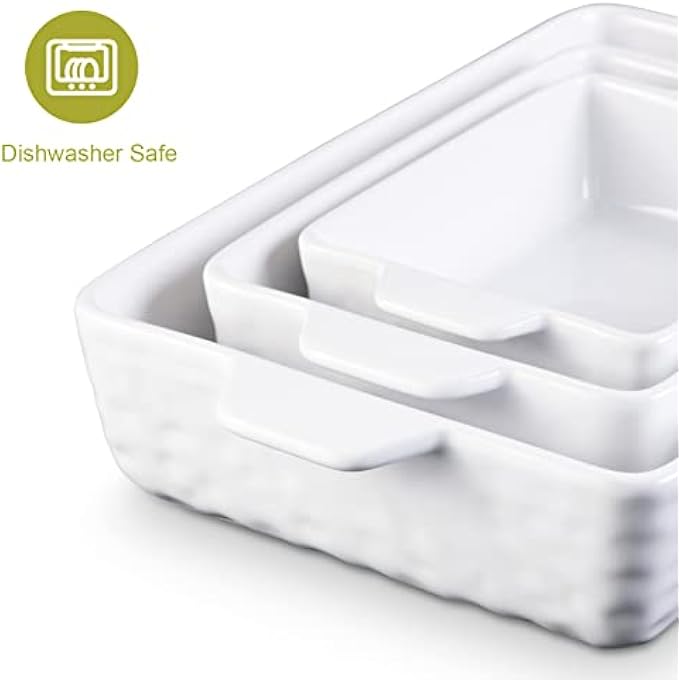 rayihni Baking Dish Set Of 3 Ceramic Bakeware Set Rectangular Casserole Dish For Oven With Handles Deep Lasagna Baking Pans For Baking Cooking Cake Dinner Wedding Gift Red 11787565 - Image 4