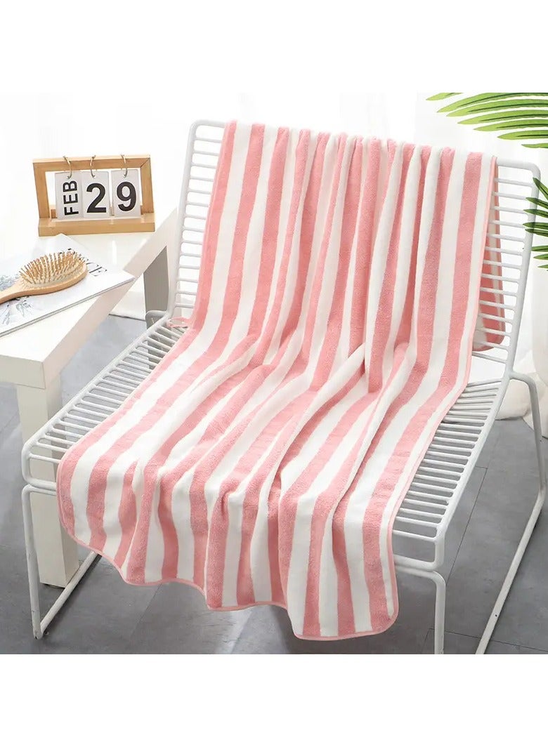 Ucanbe 1pc Fast Drying Super Absorbent Thick Bath Towel: High-Quality Coral Fleece with Colored Striped Pattern, Soft and Comfortable. Versatile for Bath, Fitness, Bathroom, Shower, Sports Yoga and RV Bathroom Accessories  - Image 4