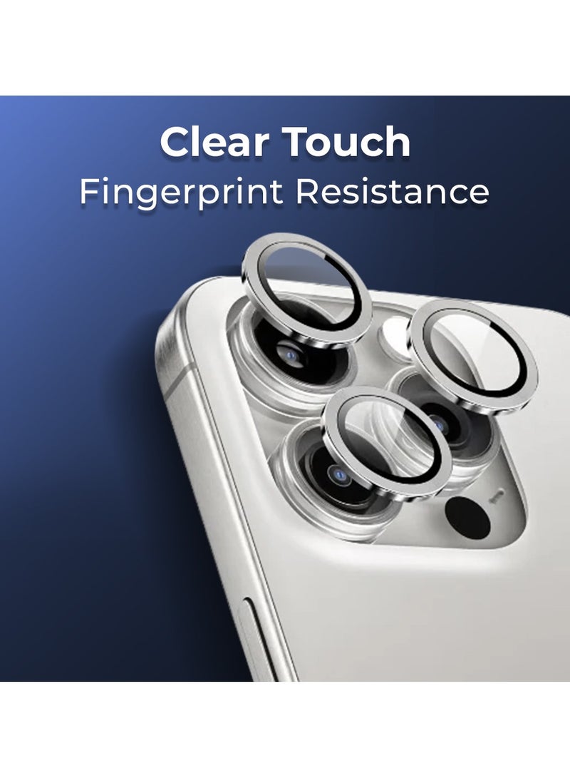 glassology حماية عدسة آيفون 16 برو مقاومة للخدوش ومضادة لبصمات الأصابع (فضي) - Image 2