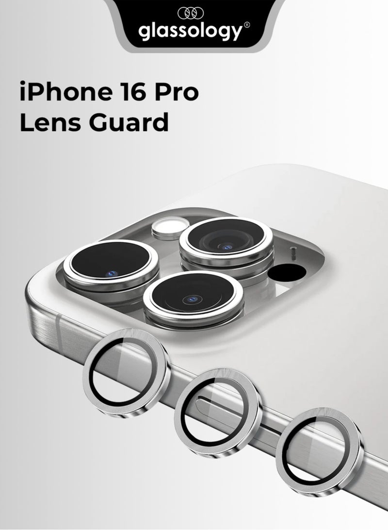 glassology حماية عدسة آيفون 16 برو مقاومة للخدوش ومضادة لبصمات الأصابع (فضي) - Image 1