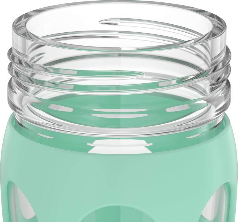 Lifefactory 12-Ounce Glass Water Bottle with Active Flip Cap and Protective Silicone Sleeve  Mint - Image 3