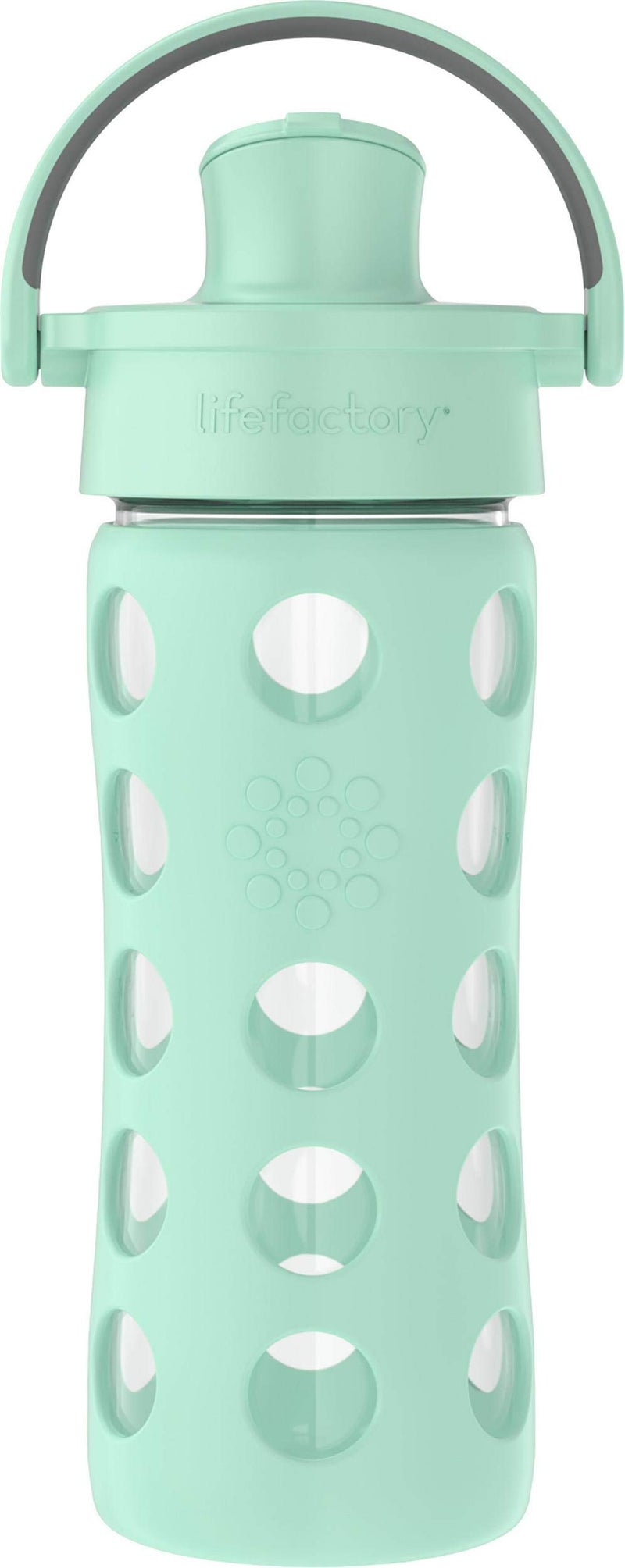 Lifefactory 12-Ounce Glass Water Bottle with Active Flip Cap and Protective Silicone Sleeve  Mint - Image 1