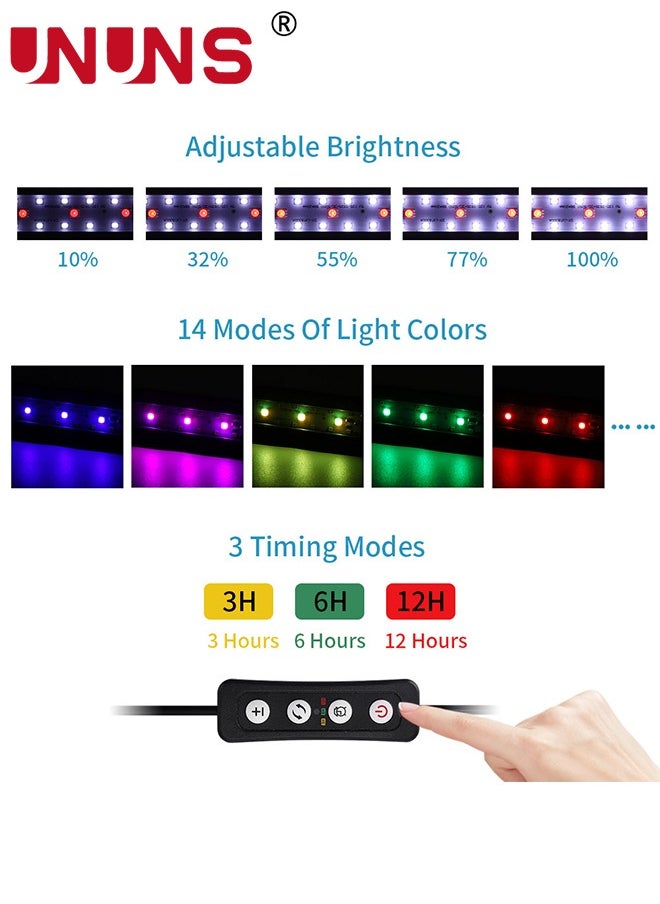 UNUNS LED Aquarium Light,Full Spectrum Fish Tank Light,Adjustable Timer,Freshwater Fish Tank Light,14 Lighting Modes With Intensity Adjustable,6 Watts  - Image 4