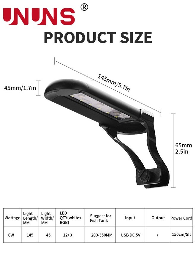 LED Aquarium Light,Full Spectrum Fish Tank Light,Adjustable Timer,Freshwater Fish Tank Light,14 Lighting Modes With Intensity Adjustable,6 Watts