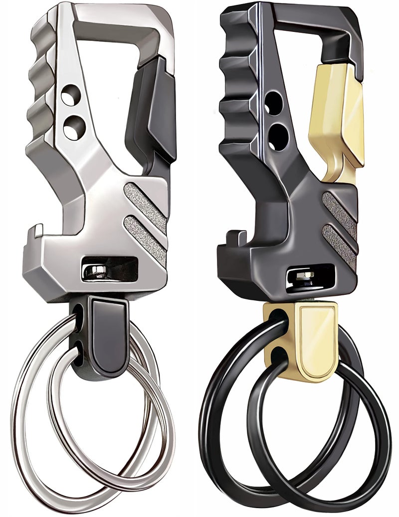 GABOX 2Pcs Keychain EDC Keyring Bottle Opener Auto Car Key Holder Tactical Carabiner Key Chain Clip Llaveros Porte-ClÃ©s - Image 1