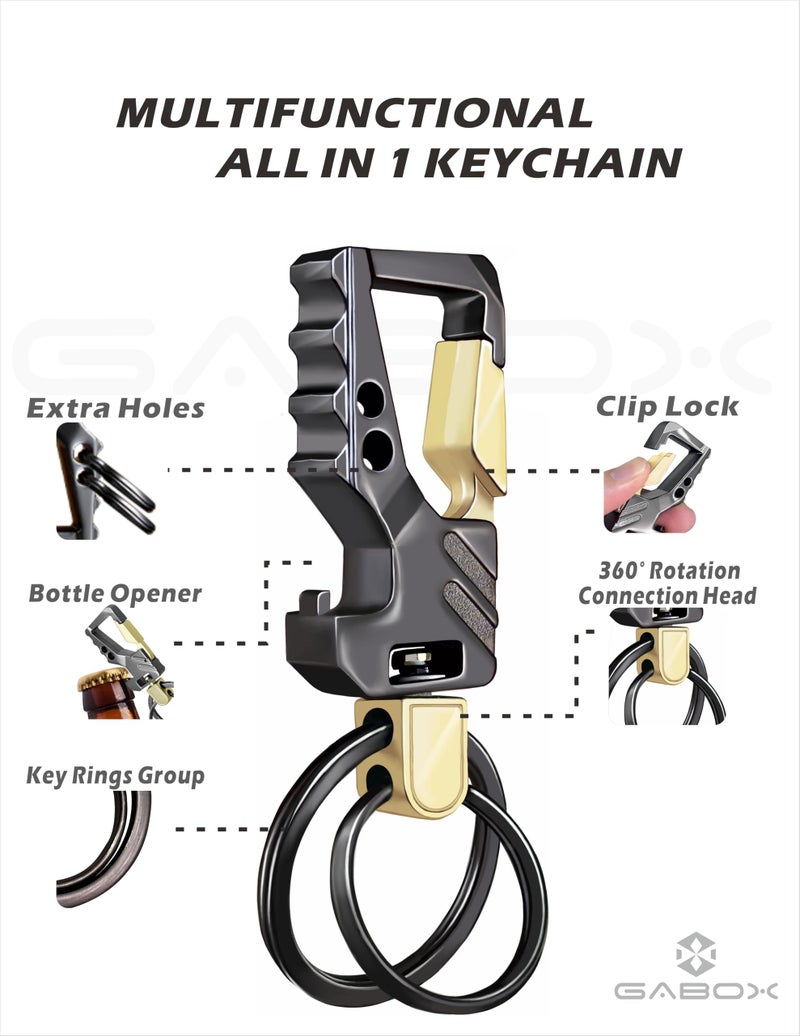 GABOX 2Pcs Keychain EDC Keyring Bottle Opener Auto Car Key Holder Tactical Carabiner Key Chain Clip Llaveros Porte-ClÃ©s - Image 3